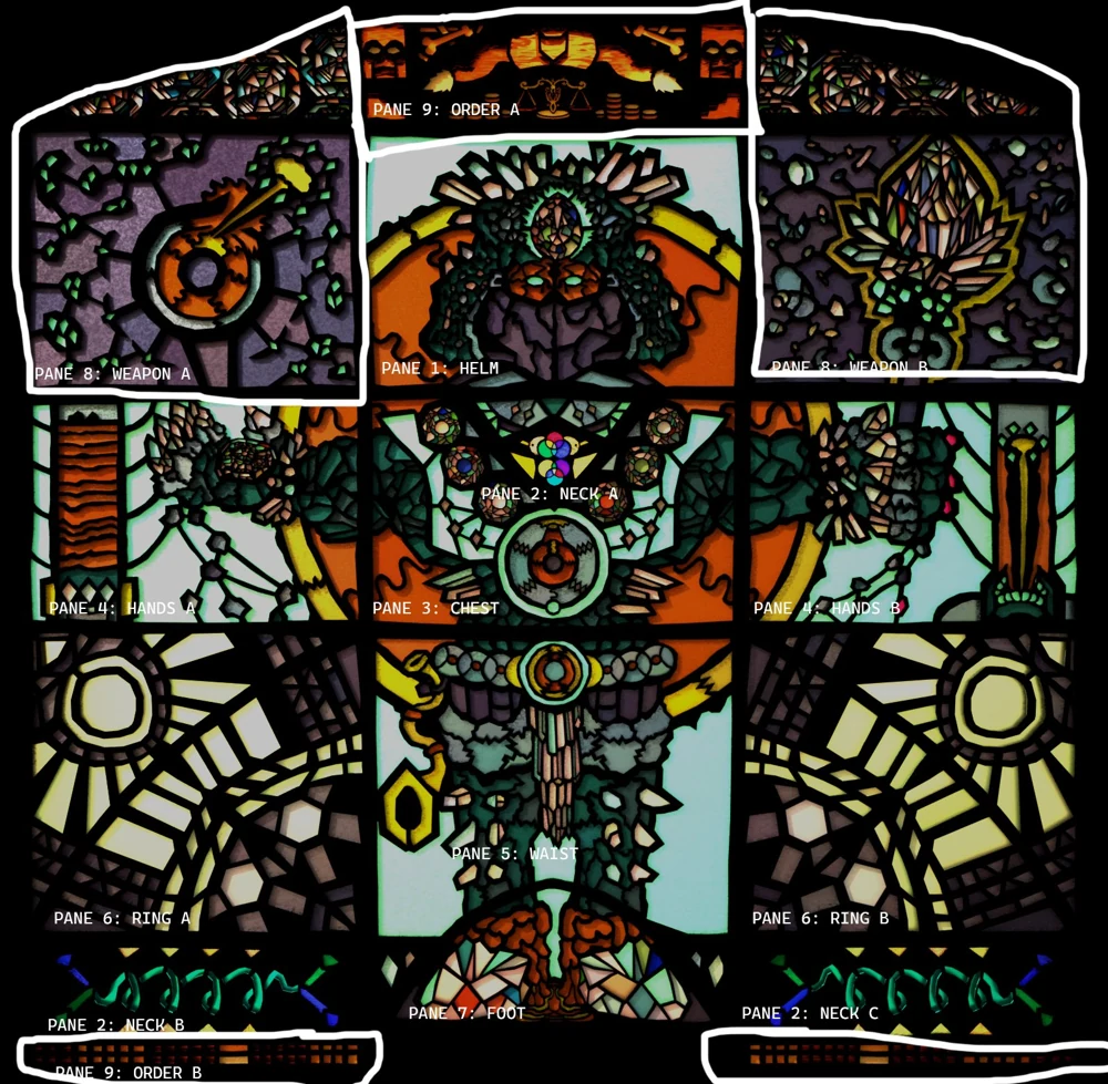 Annotated production window mapping equipment and Order groups to the depicted regions